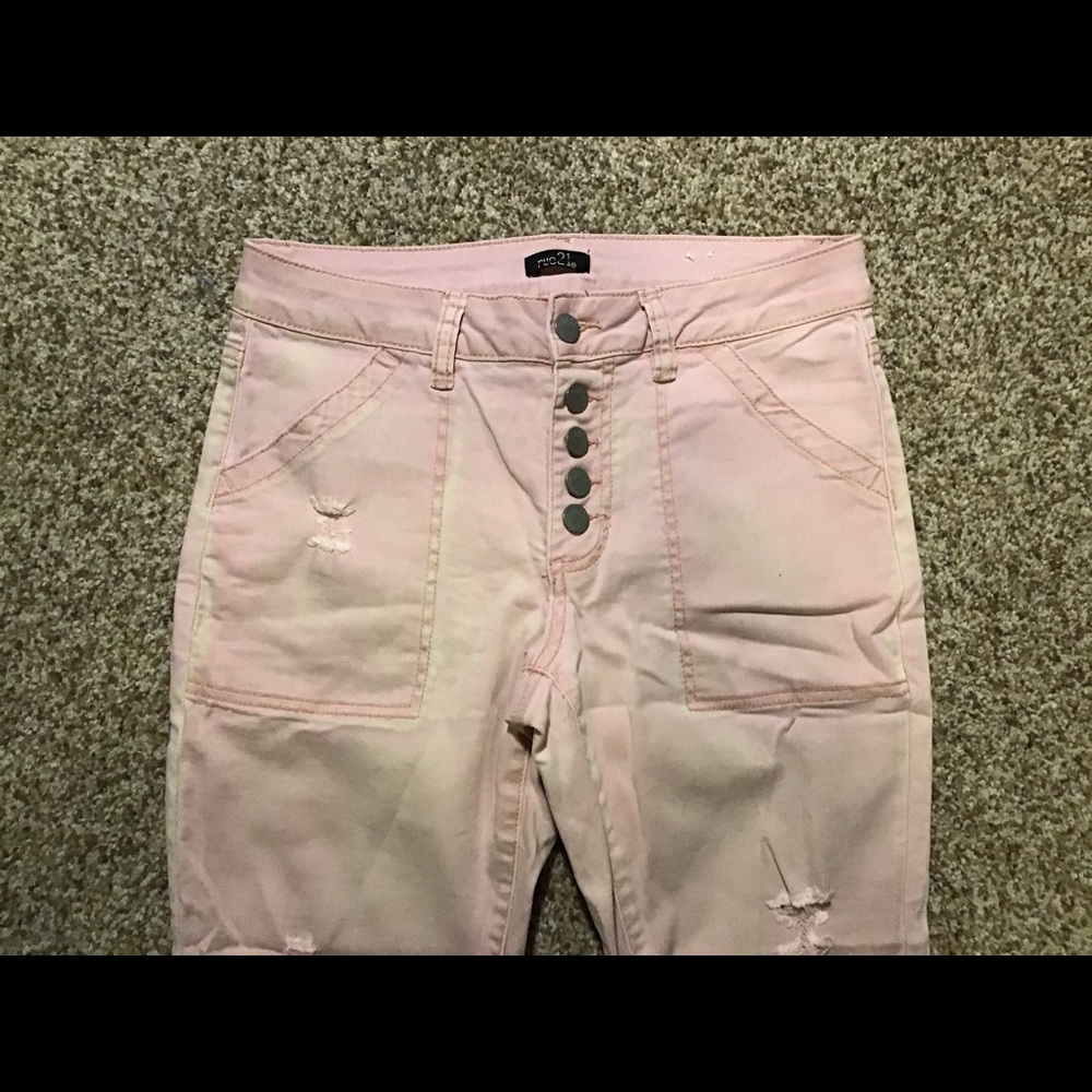 Light Pink Ripped Skinny Jeans